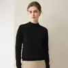 Suéter premium 100% caxemira pura sem costura para mulheres, gola alta discreta, simples e elegante, adequado para o trabalho, camada base modeladora