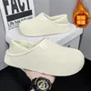 Bolsa impermeável e pantufas de algodão para homens, outono e inverno, roupa de casa, sola grossa, antiderrapante, forradas com fleece, quentes, resistentes à sujeira, sapatos de algodão para casais