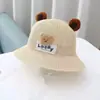 Chapéu de Sol Infantil Verão Proteção UV Chapéu de Sol Meninos e Meninas Chapéu de Sol Urso Aba Larga Chapéu de Pescador Chapéu de Palha