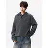 Sudadera con capucha Patchwork Estampado de Leopardo en Solapa para Hombre Otoño Holgada Talla Grande Top Engordante Travieso Fresco Falso Dos Piezas Juventud Marca de Moda