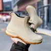 Botas de Chuva de Moda Transfronteiriças para Homens, Sola Grossa, Resistentes ao Desgaste, Sapatos Aquáticos Confortáveis para Uso Externo, Sapatos de Pesca Impermeáveis, Sapatos de Borracha Antiderrapantes para Cozinha para Homens