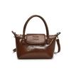 Bolsa de Mão Elegante Estilo Coreano Tendência deste Ano, Bolsa Dumpling, Estilo Nicho para o Dia a Dia, Versátil, Couro com Cera de Abelha, Bolsa Transversal Feminina