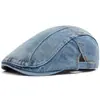 Boina de Mezclilla Lavada de Moda Gorra Retro Británica de Newsboy Gorra Casual Japonesa de Algodón Puro Gorra de Béisbol Hombre