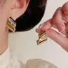 Pendientes Metálicos Irregulares con Incrustaciones de Diamantes Exagerados Personalizados Transfronterizos, Pendientes Femeninos, Modernos, de Estilo Simple y Genial al por Mayor