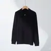 Suéter de tricô estiloso com zíper para outono e inverno, camiseta polo pulôver casual para o dia a dia, camiseta de manga longa cor sólida estilo britânico para homens