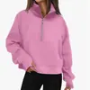 Moletom esportivo com zíper parcial, bolso, gola alta e fleece, unissex, outono e inverno 2026, transfronteiriço europeu e americano, manga longa, confortável e casual