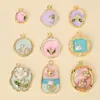 Colgante de Pintura al Óleo Jardín de Monet Estilo Chino Nuevo Colgante de Collar de Esmalte y Perla Flor Pájaro Accesorios de Joyería DIY