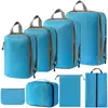 Conjunto de Compressão para Armazenamento de Viagem com 7 Peças para Roupas Sapatos Higiene Pessoal Cosméticos Sacos de Armazenamento Sacos Impermeáveis Armazenamento Portátil