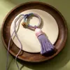 Color degradado tejido a mano nudo Vajra borla hilo de algodón anillo para dedo hebilla llavero colgante para bolso accesorio colgante para solapa