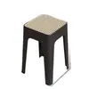 Taburete Cuadrado de Mimbre de Imitación Medieval Apilable Moderno Sencillo para Sala de Estar Taburete de Repuesto para Comedor Taburete de Plástico para Uso Doméstico Fuerte y Duradero