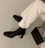 Botas de Mujer Estilo Melamina 2026 Otoño/Invierno Nuevas de Moda Tacón Grueso Estilo Coreano Punta Cuadrada Elásticas Adelgazantes Botas de Tacón Alto Botines