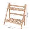 Prateleira de Armazenamento de Mesa de Madeira Maciça de Camada Dupla, Organizador de Dormitório Estudantil Estilo Ins, Suporte de Mesa para Plantas Verdes e Suculentas