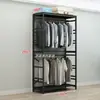 Perchero de Hierro Artístico de Estilo Abierto para Uso Doméstico Simple, Zapatero Metálico de Doble Capa, Ensamblaje de Estante de Armario