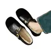 Zapatos Mary Jane Retro de Camelia para Mujer 2026 Nuevo Estilo de Invierno Suela Plana Boca Baja Versátiles Punta Redonda Con Felpa Cálidos Zapatos de Piel
