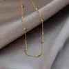 Exquisito y Sencillo Collar Corto de Bolas Perforadas Diseño de Nicho Collar de Moda Femenino Versátil Cadena para Clavícula de Acero de Titanio Tendencia
