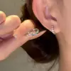 Pendientes de Aro de Doble Perforación de Colores con Circonita, Pendientes de Aro Lisos Súper Brillantes y Exquisitos, Diseño de Nicho, Aretes de Aro y Clips para Orejas Personalizados