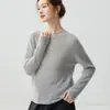 Suéter de tricô Campbell Yarn 75% caxemira 25% seda de amoreira gola alta fina para mulheres, segunda pele fina