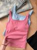 Camisole Básica de Outono com Decote Quadrado e Bojo 8 Cores Versátil Cor Lisa Top Interno Copo Fixo 6999