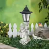 Poste de Iluminação Solar para Pátio Externo Transfronteiriço Ornamentos Europeus de Cupido Lâmpada para Gramado de Vila de Jardim Artesanato de Resina