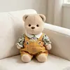 30cm Urso Articulado Médio Lina Roupas Urso Branco Boné de Bola Macacão Roupa Boneca Urso de Pelúcia Vestir