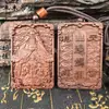 Colgante de Madera de Azufaifo Golpeada por Rayo Natural Mazu Colgante Tallado por Ambos Lados de la Montaña Longhu para Decoración del Hogar