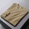 Camiseta Casual de Manga Longa Masculina com Textura Gola Redonda Outono Nova Cor Sólida Camisa Básica Camiseta Gola Redonda Moletom