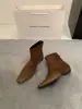 Botas de mujer, talla petite, nueva colección otoño/invierno 2026, botines estilo coreano, patchwork de ante, tacón grueso, punta cuadrada, botines cortos para mujer
