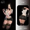 Lingerie Sexy Laranja Friend Plus Size para Seios Pequenos, Uniforme de Secretária Sedutor, Conjunto Bodycon Tentação Pura Qqny 9132