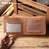 Cartera Retro Casual para Hombre de Cuero Crazy Horse con Múltiples Ranuras para Tarjetas Portamonedas Corto de Piel de Vaca de Capa Superior de Gama Alta Europea y Americana