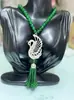 Colar Versátil de Alto Padrão Outono e Inverno Estilo Étnico Corrente Longa para Suéter Pingente de Franja Ruyi Verde Acessórios de Vestuário Joias