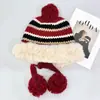 Sombrero de Aviador de Felpa a Rayas Estilo Fair Isle Nuevo para Otoño e Invierno, Espesado para Calidez y Protección contra el Frío, Sombrero Cerrado para Mujer