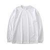 Camiseta de manga larga de algodón pesado americano de 280 g para hombre, primavera y otoño, blanca sólida, holgada, básica, cuello redondo, suéter para hombre y mujer T