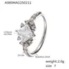 Xinyixin Europa y Estados Unidos acero inoxidable incrustado cuadrado diamante circón anillo completo de diamantes apertura lateral anillo de cola ajustable no se decolora