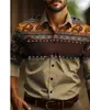 Camisa de rayas de manga larga para hombre estilo europeo y americano transfronteriza con estampado digital 3D estilo vaquero occidental