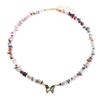 Colar de Contas de Pedras de Cascalho de Pérola para Mulheres, Pulseira de Suéter Versátil e Simples com Pedras Preciosas de Borboleta, Pulseira de Cascalho de Pérola