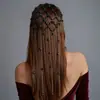 Faixa de Cabelo de Malha com Franjas para Novo Produto Transfronteiriço Corrente de Cabelo Preta de Alta Qualidade Europeia e Americana Faixa de Cabelo Feminina para Performance de Palco
