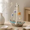 Decoração de Velheiro de Madeira Retrô Estilo Oceano, Modelo de Barco Pequeno, Decoração de Hall de Entrada, Decoração Criativa para Mesa de Casa e Estante