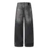 Jeans de Pierna Ancha Desgastados con Salpicaduras de Tinta Estilo Americano para Hombre, Pantalones Casuales Sueltos de Largo Completo, Pantalones Rectos de Nicho, Modernos