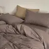 Exportado a Japón 100% algodón puro Clase A algodón lavado funda de edredón de una pieza, color sólido, juego de ropa de cama de tres piezas de estilo japonés simple