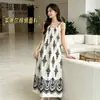 Vestido de Algodón y Seda Fuxijiadalaiseer con Estampado Floral para Mujer, Nuevo de Verano, Sin Mangas, Holgado, Adelgazante, Estilo Vacacional, Largo