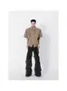 Camisas Casuales para Hombre Camisas para Hombre Marca Japonesa de Moda Ropa de Trabajo Cremallera al Aire Libre Camisas de Manga Corta con Cuello para Hombre