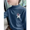 Y2560# otoño e invierno niños terciopelo cuello semi-alto manga larga cálido manga larga niños y niñas forro polar acolchado camiseta interior de base moda