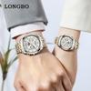 Reloj de pulsera para hombre luminoso con banda de acero marca Longbo reloj para hombre resistente al agua reloj de negocios venta al por mayor transfronteriza reloj de cuarzo para pareja reloj de pulsera para mujer