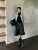 ICCIICC Otoño Nueva Moda Pantalones Acampanados Cropped con Cintura Elástica Piel Sintética Pantalones Casuales 1343