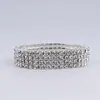 Pulsera Cuadrada de Pedrería de Fila Única de Nuevo Estilo Transfronteriza Europea y Americana para Mujer, Pulsera Elástica de Fila Única Completamente Diamantada de Moda y Sencilla al por Mayor