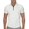 Camisa polo para hombre europea y americana, media cremallera, con cuello, jersey casual de manga corta, camiseta versátil de color sólido de Amazon