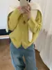 26 Outono Novo Estilo Blusa Estilo Coreano Cor Sólida Seda Caxemira Escovado Gola Redonda Manga Longa Versátil Cardigan de Tricô para Mulheres