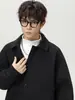 Chaqueta Casual de Manga Raglán con Cuello de Solapa, Nueva Moda Otoñal Marca Silueta Corta Amplia Texturizada Holgada Abrigo de Lana de Negocios