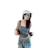 Copas integradas, no es necesario usar sujetador, camisola de encaje adelgazante con espalda bonita, top de color liso de verano para mujer para usar por fuera o por dentro