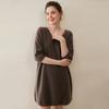 Vestido largo de punto nuevo con cuello redondo para mujer, grueso, holgado, suéter falda de otoño e invierno, con temperamento, hasta la rodilla, cachemir